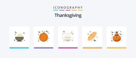 pacote de ícones plano de ação de graças 5, incluindo . Ação de graças. xícara. feriado. comida. design de ícones criativos vetor