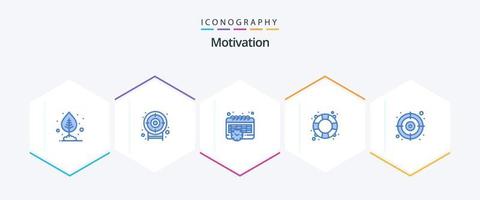 motivação 25 pacote de ícones azul incluindo . meta. agendar. seta. salvação vetor