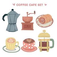 conjunto de equipamentos de café estilo vintage vetor