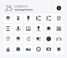 dispositivos 25 pacote de ícones de cores planas, incluindo segurança. monitor. palestrante. saúde. Smartphone vetor