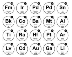 20 tabela periódica do design do pacote de ícones de elementos vetor