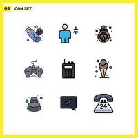conjunto de 9 sinais de símbolos de ícones de interface do usuário modernos para xbox pad chuveiro jogo de lixo elementos de design de vetores editáveis