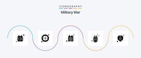 pacote de ícones do glifo de guerra militar 5, incluindo proteção. força. jaqueta. projeto. exército vetor