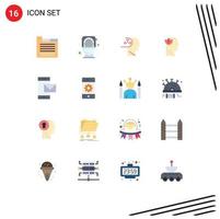 16 ícones criativos sinais modernos e símbolos de cabeça de mensagem autismo mente mental pacote editável de elementos de design de vetores criativos