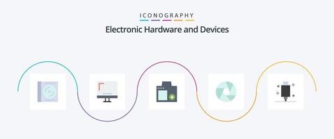 pacote de ícones planos de 5 dispositivos, incluindo foco. abertura. imac. fotografia. digital vetor