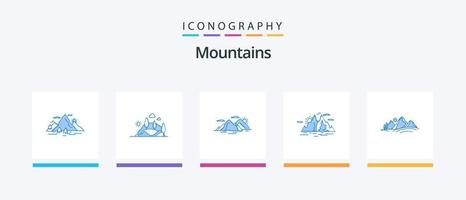pacote de ícones de 5 montanhas azuis, incluindo colina. noite. natureza. natureza. colina. design de ícones criativos vetor