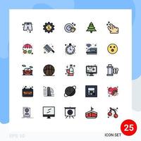 pacote de interface de usuário de 25 cores planas de linha preenchida básica de elementos de design de vetores editáveis de árvore de mão de xícara de aperto de seguro
