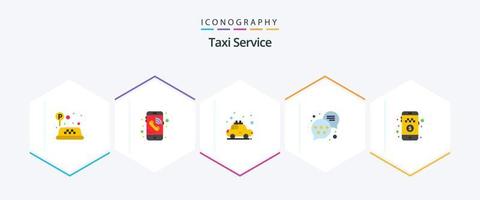 serviço de táxi 25 pacotes de ícones planos, incluindo . pagar dinheiro. transporte. pagar em dinheiro. avaliação vetor