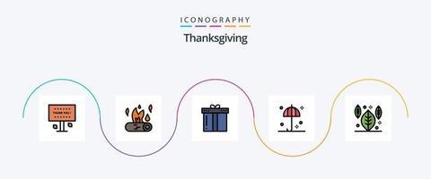 linha de ação de graças cheia de pacote de ícones de 5 planos, incluindo ação de graças. proteção. fogo. Ação de graças. feriado vetor