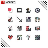 pacote de ícones vetoriais de estoque de 16 sinais e símbolos de linha para pinças, jogador, eletricista, multimídia, elementos de design de vetores criativos editáveis