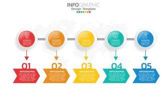 Elementos de infográfico de cronograma de negócios com 5 seções ou etapas vetor