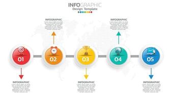 Elementos de infográfico de cronograma de negócios com 5 seções ou etapas vetor