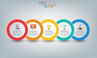 elementos de infográfico de negócios com 5 seções ou etapas vetor