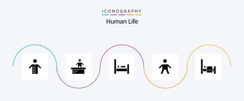 pacote de ícones de glifo humano 5, incluindo quarto. pessoas. trabalhador. criança. dormir vetor