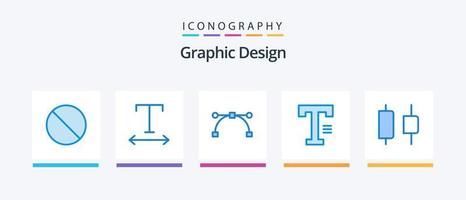 design azul pacote de 5 ícones incluindo . horizontal. apontar. distribuir. palavra. design de ícones criativos vetor