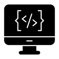 ícone de design sólido de codificação de computador vetor
