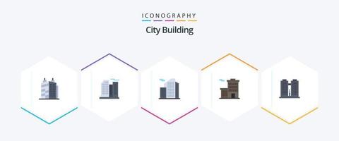 pacote de ícones planos de 25 edifícios da cidade, incluindo . negócios. . lugar vetor