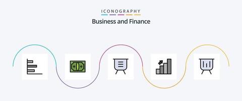 linha de finanças cheia de pacote de ícones de 5 planos, incluindo estatísticas. gráfico. quadro. negócios. remover vetor