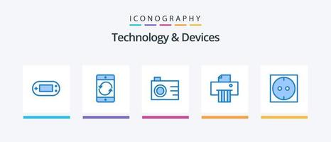 pacote de ícones de dispositivos azuis 5, incluindo . elétrico. móvel. Destruidor. dispositivo. design de ícones criativos vetor