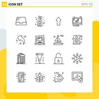 pacote de interface do usuário com 16 esboços básicos de setas para cima, e-mail, e-mail, elementos de design vetorial editáveis vetor
