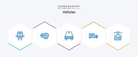 veículos 25 pacote de ícones azul incluindo . veículos. transporte vetor