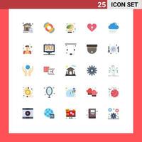 conjunto de 25 ícones de interface do usuário modernos símbolos sinais para chuva paciente ecologia romance coração elementos de design de vetores editáveis