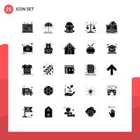 pacote de interface do usuário de 25 glifos sólidos básicos de nível de jogo equilíbrio de igualdade de páscoa elementos de design de vetores editáveis