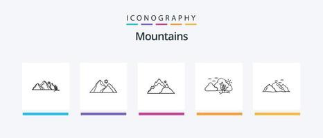 pacote de ícones da linha 5 das montanhas, incluindo . natureza. cena. natureza. design de ícones criativos vetor