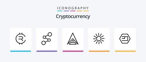 pacote de ícones de linha 5 de criptomoeda, incluindo moeda. moeda criptográfica. moeda da grade. cripto. sibcoin. design de ícones criativos vetor