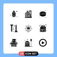 9 interface do usuário pacote de glifos sólidos de sinais e símbolos modernos de elementos de design de vetores editáveis de construção de bolo auto-roscante quente