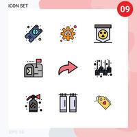 9 interface do usuário pacote de cores planas de linha cheia de sinais e símbolos modernos de rótulo refazer elementos de design de vetores editáveis de correio de seta de halloween