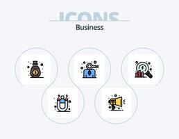 linha de negócios cheia de ícones pack 5 design de ícones. seguro. pensamento. relaxar. soluções. estratégia vetor