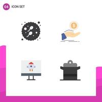 conjunto de ícones planos de interface móvel de 4 pictogramas de elementos de design de vetores editáveis de inicialização de dívida de esperma de computador adulto