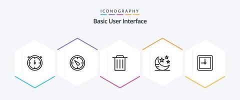 pacote básico de ícones de 25 linhas, incluindo . . modo. tempo. relógio vetor