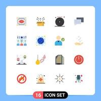 grupo de símbolos de ícone universal de 16 cores planas modernas de mensagem de apresentação produto educação festa pacote editável de elementos de design de vetores criativos