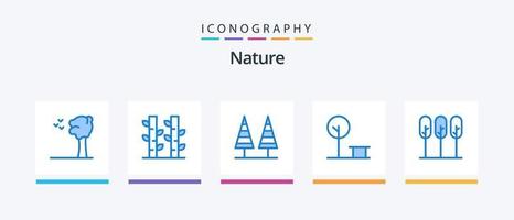 pacote de ícones de natureza azul 5, incluindo árvore. lugar. floresta. parque. cidade. design de ícones criativos vetor