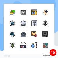 grupo de 16 sinais e símbolos de linhas cheias de cores planas para a ferramenta humana de ferramenta humana editável elementos de design de vetores criativos