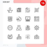 grupo de 16 contornos modernos definidos para elementos de design de vetores editáveis de árvore pública de outono de seguro