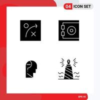 4 ícones criativos sinais modernos e símbolos de caneta de algoritmo protegem confundir o cérebro escrevendo elementos de design de vetores editáveis