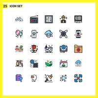 conjunto de 25 sinais de símbolos de ícones de interface do usuário modernos para elementos de design de vetores editáveis do misturador chefe de tecnologia de engenheiro de trabalho