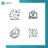 pacote de ícones de vetores de estoque de 4 sinais e símbolos de linha para festa de bebê em barra, laptop, elementos de design de vetores editáveis grávidos