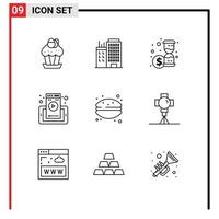 9 ícones criativos sinais e símbolos modernos de célula de sobremesa telefone real página da web editável elementos de design vetorial vetor