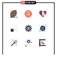 conjunto de cores planas de interface móvel de 9 pictogramas de emojis de design criativo redimensionam elementos de design de vetores editáveis de amor