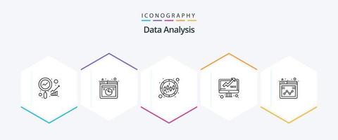 pacote de ícones de 25 linhas de análise de dados, incluindo web. relatório. negócios. monitoramento. negócios vetor