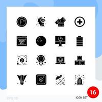 16 ícones criativos sinais modernos e símbolos de mais hospital protegem elementos de design de vetores editáveis de moeda de carteira