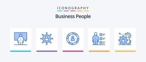 pacote de ícones azul 5 de pessoas de negócios, incluindo funcionário. habilidades. pessoa. pessoa. eficiência. design de ícones criativos vetor