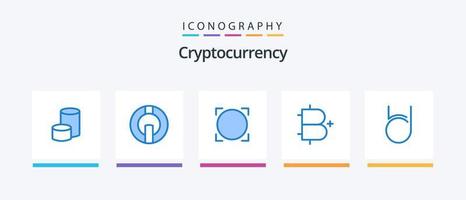 pacote de ícones de criptomoeda azul 5, incluindo bit deal. criptomoeda. omni. moeda. adicionar. design de ícones criativos vetor