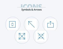 símbolos e setas azul ícone pack 5 design de ícone. . . quadrado. enviar. seta vetor