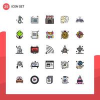 25 interface do usuário linha cheia pacote de cores planas de sinais e símbolos modernos da natureza da paisagem caracteres de cabeça pública editáveis elementos de design vetorial vetor
