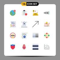 pacote de 16 sinais e símbolos modernos de cores planas para mídia impressa na web, como pacote editável de câmera de mídia de táxi de economia de dinheiro de elementos de design de vetores criativos